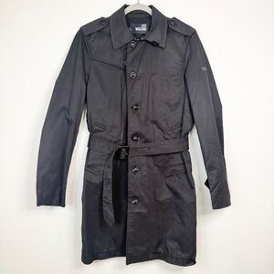 Love Moschino Black Belted Trench Coat Jacket Men Size IT 46 US Small NWT